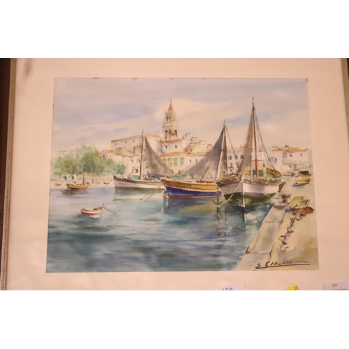 450 - 2 WATER COLOURS OF BOATS/HARBOURS - SIGNED