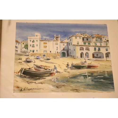 450 - 2 WATER COLOURS OF BOATS/HARBOURS - SIGNED