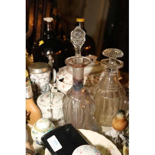 458 - QTY OF COLLECTABLES, PLATES, DECANTERS, BOTTLES, ETC