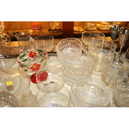 468 - QTY OF VARIOUS CUT GLASS/CRYSTAL WARE INC DESSERT BOWLS/BELLS/DECANTERS ETC