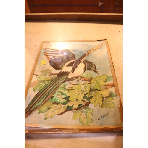 479 - QTY OF VARIOUS PAINTINGS BY F H BROOKS - STILL LIFE, WINDMILL & BIRDS