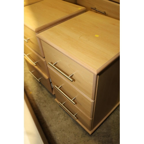 550 - MODERN BEDROOM SUITE - 2 BEDSIDE CHEST, WARDROBE, 2 CHEST OF DRAWERS