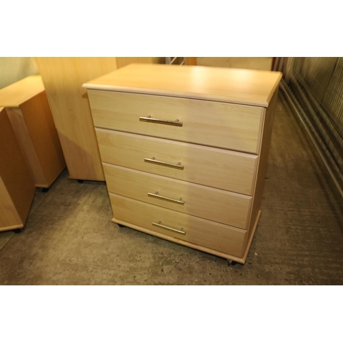 550 - MODERN BEDROOM SUITE - 2 BEDSIDE CHEST, WARDROBE, 2 CHEST OF DRAWERS