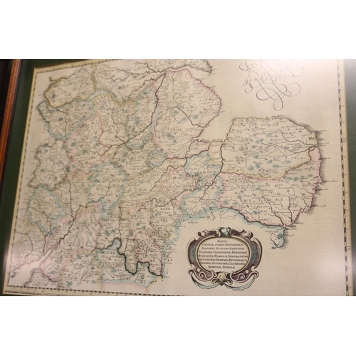 114 - 2 FRAMED MAPS (NORFOLK & NORTHUMBERLAND)