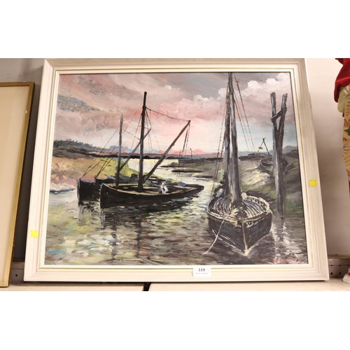 119 - SAILING SHIPS OIL ON BOARD BY BALLARD