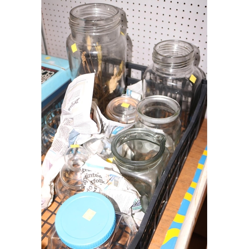 188 - COLLECTION OF GLASS STORAGE JARS, ETC