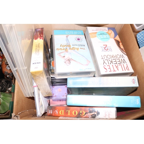 253 - 4 BOXES OF MISC, PLACEMATS, SEWING CASE, ORGANISER, ETC