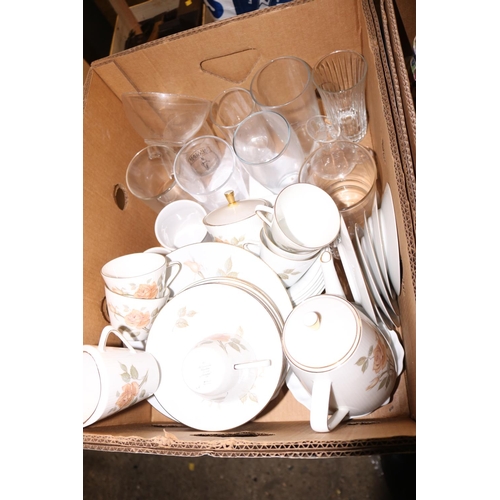 254 - 3 BOXES OF VARIOUS CROCKERY & GLASSWARE