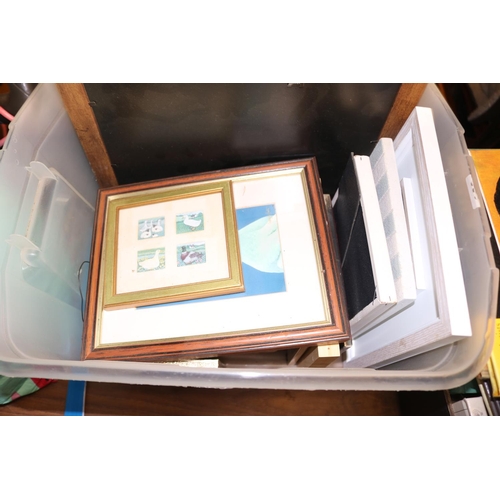 261 - BOX OF PICTURE FRAMES & 5 BOXES OF BOOKS