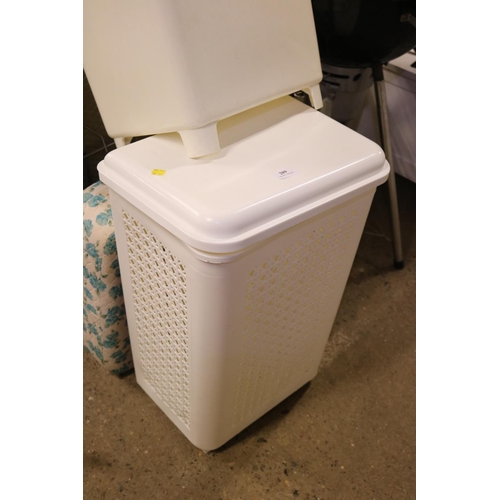 289 - LINEN BIN, IRONING BOARD, CLOTHES AIRER, ETC