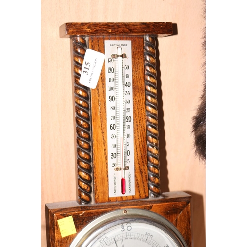 315 - SMALL OAK CASED BAROMETER