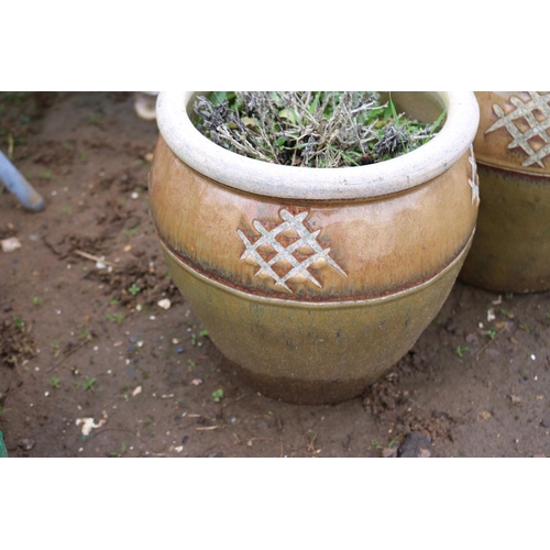 32 - 2 X GLAZED GARDEN POTS