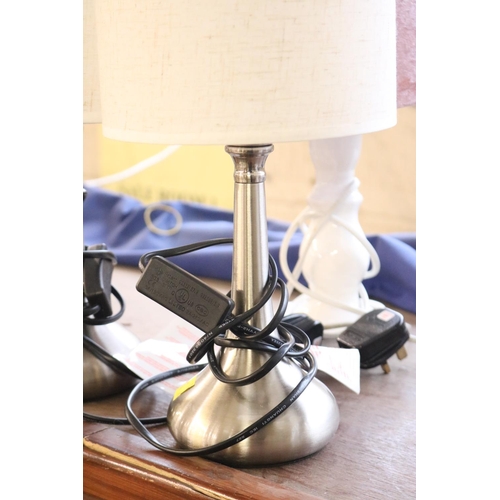 345 - 2 CHROME BASED LAMPS & 1 OTHER - WARRANTED UNTIL 12 NOON TUESDAY FOLLOWING THE ABOVE SALE