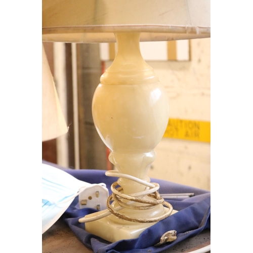 347 - 4 ONYX/MARBLE TABLE LAMPS - TO BE REWIRED BY A QUALIFIED ELECTRICIAN