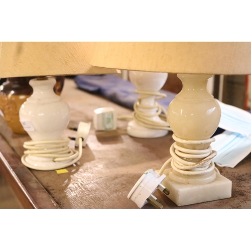 347 - 4 ONYX/MARBLE TABLE LAMPS - TO BE REWIRED BY A QUALIFIED ELECTRICIAN