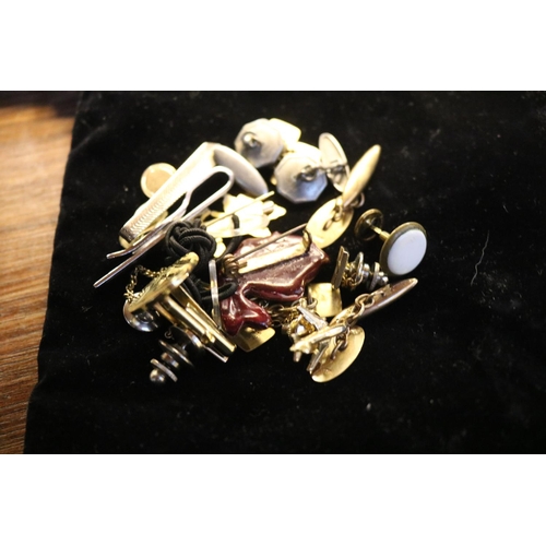 392 - 9CT GOLD CUFF LINKS, ROLL GOLD CUFF LINKS, COLIBRI WATCH, ETC