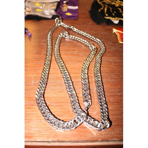 394 - LARGE GOLD STYLE CHAINS & LARGE SILVER STYLE CHAIN