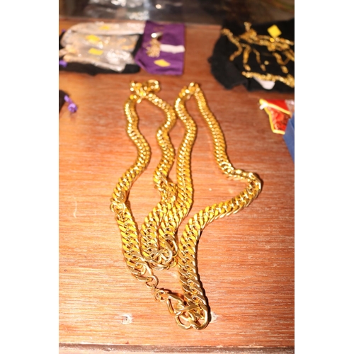 394 - LARGE GOLD STYLE CHAINS & LARGE SILVER STYLE CHAIN