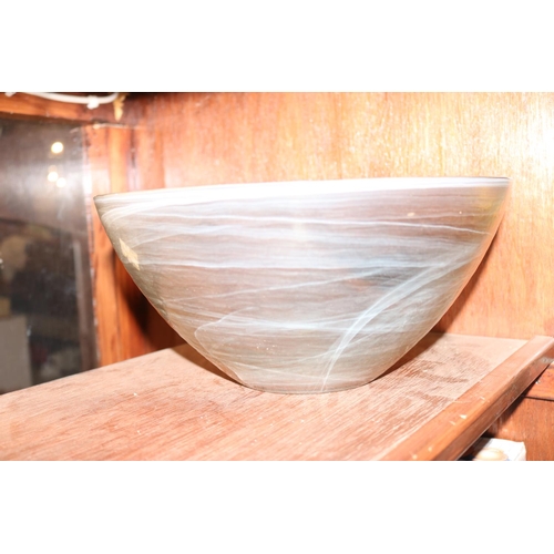 422 - 3 LARGE GLASS DISPLAY DISHES