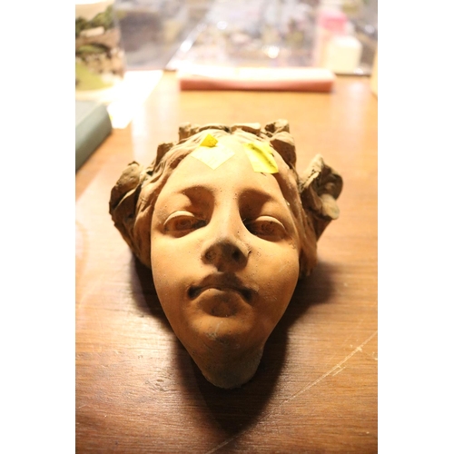 426 - TERRACOTTA HEAD & FLOWER LAMP