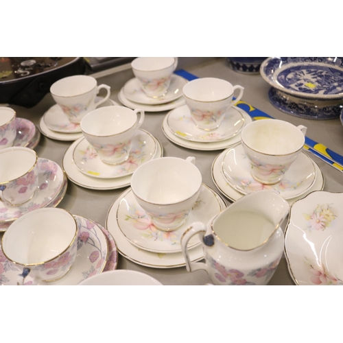 469 - PART TEA SETS, CROWN STAFFORDSHIRE, SHERIDEN STAFFORDSHIRE & NORITAKE (58 PIECES)