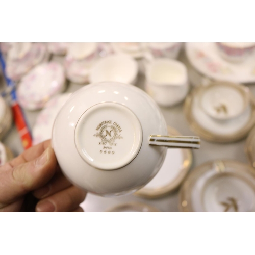 469 - PART TEA SETS, CROWN STAFFORDSHIRE, SHERIDEN STAFFORDSHIRE & NORITAKE (58 PIECES)