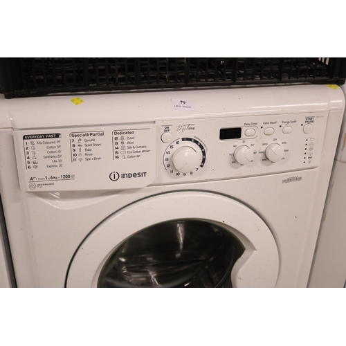 79 - INDESIT WASHING MACHINE - WARRANTED UNTIL 12 NOON TUESDAY FOLLOWING THE ABOVE SALE