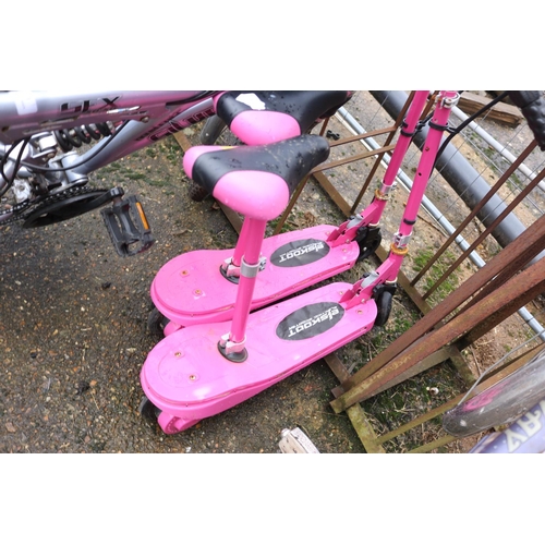 9 - 2 PINK ELECTRIC SCOOTERS - NO CHARGER