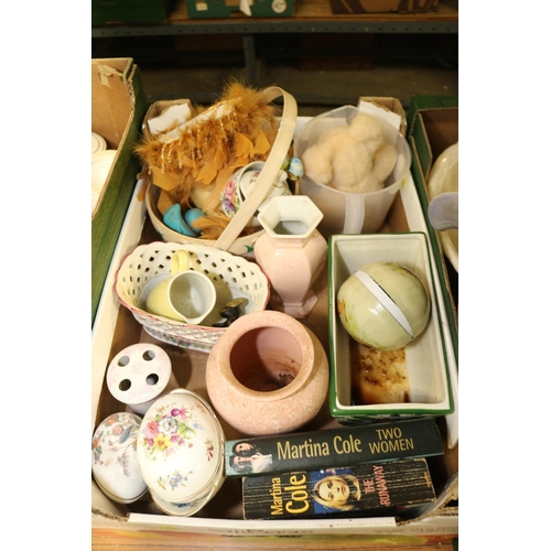 221 - 4 BOXES OF CHINA, INCL JUG, BOWLS, ETC