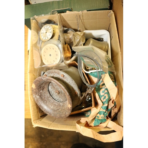 222 - 4 BOXES OF ANTIQUE CLOCK PARTS