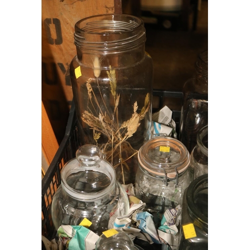 234 - COLLECTION OF GLASS STORAGE JARS, ETC