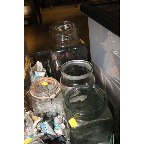 234 - COLLECTION OF GLASS STORAGE JARS, ETC