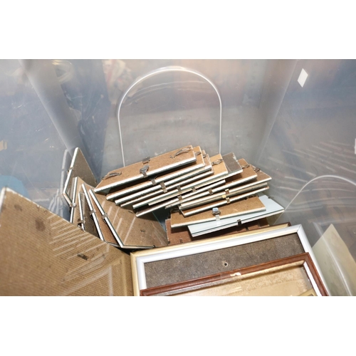 235 - BOX OF VARIOUS FRAMES, INCL 22 GLASS DIP FRAMES, METAL & WOODEN