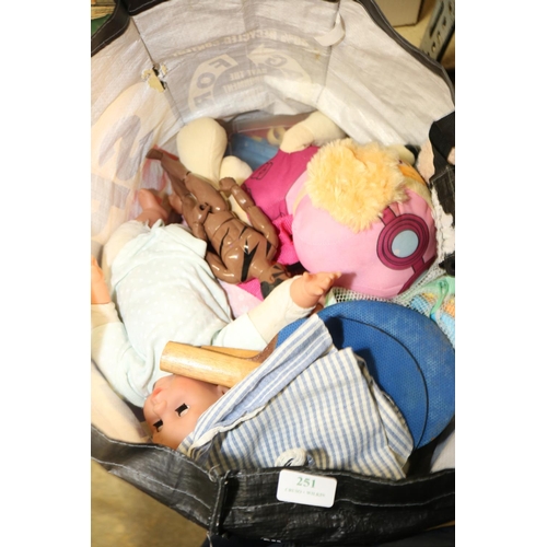 251 - BAG WITH DOLLS ETC