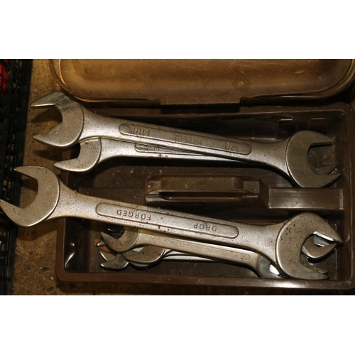 300 - 2 X BOXES OF ASSORTED TOOLS/LARGE SPANNERS ETC