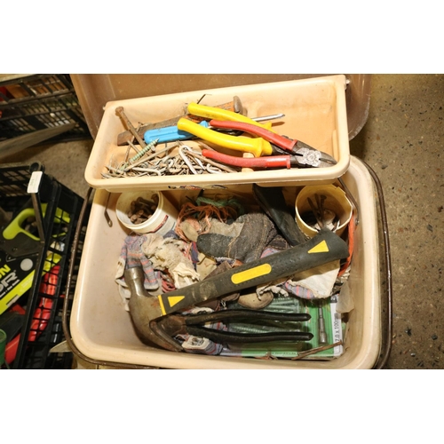 300 - 2 X BOXES OF ASSORTED TOOLS/LARGE SPANNERS ETC