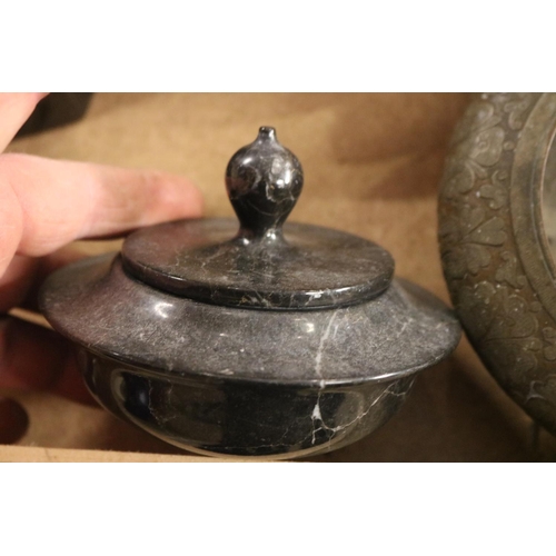 360 - COLLECTION OF MAINLY ORIENTAL WARES, INCL A CHINESE WELL CARVED ROUNDEL, SOAPSTONE SEAL, ETC