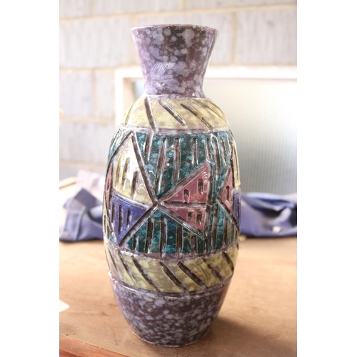 375 - UNUSUAL POTTERY VASE WITH GEOMETRIC DESIGN