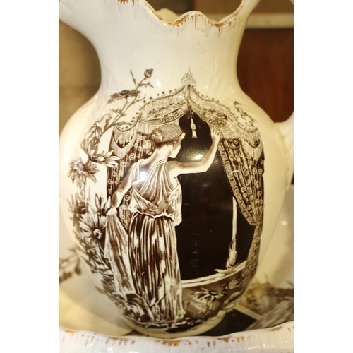 385 - DECORATIVE JUG & BOWL A/F