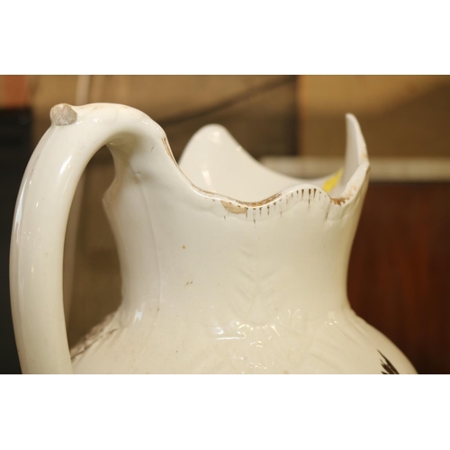 385 - DECORATIVE JUG & BOWL A/F