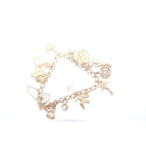 405 - 9CT GOLD CHARM BRACELET - 22.4GMS TOTAL