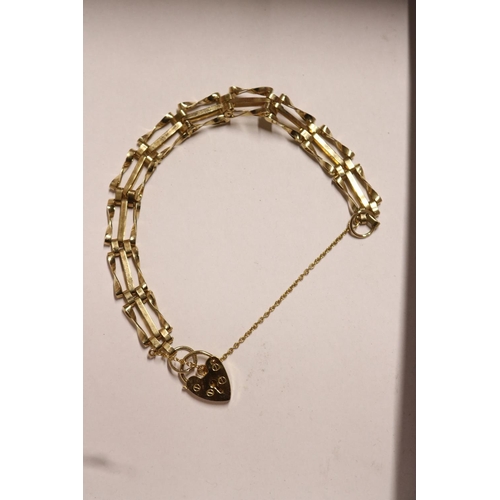 406 - 9CT GATELEG BRACELET - 10.6GMS TOTAL