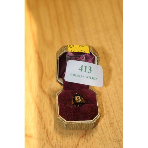 413 - 9CT INITIAL ''B'' RING - 2.1GMS TOTAL