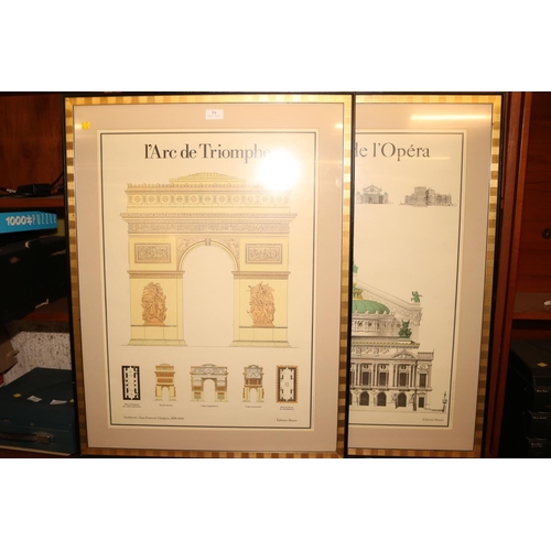 94 - 2 LARGE PRINTS - L'ARC DE TRIOMPHE & THEATRE DE L'OPERA