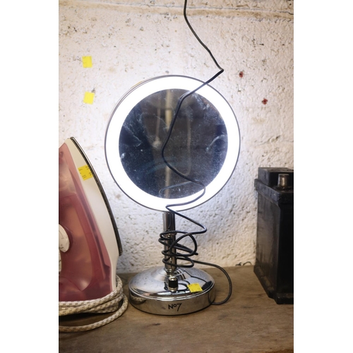 99 - NO7 ILLUMINATED VANITY MIRROR & IRON - WARRANTED UNTIL 12 NOON TUESDAY FOLLOWING THE ABOVE SALE