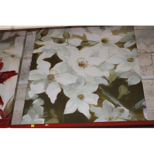 528 - 2 LARGE LILY PAINTINGS ON CANVAS