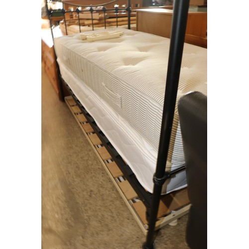 644 - BRASS BED FRAME & MATTRESS, & TRUCKLE BED & MATTRESS