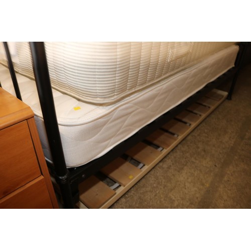 644 - BRASS BED FRAME & MATTRESS, & TRUCKLE BED & MATTRESS