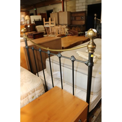 644 - BRASS BED FRAME & MATTRESS, & TRUCKLE BED & MATTRESS