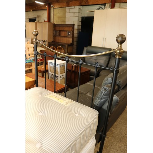 644 - BRASS BED FRAME & MATTRESS, & TRUCKLE BED & MATTRESS